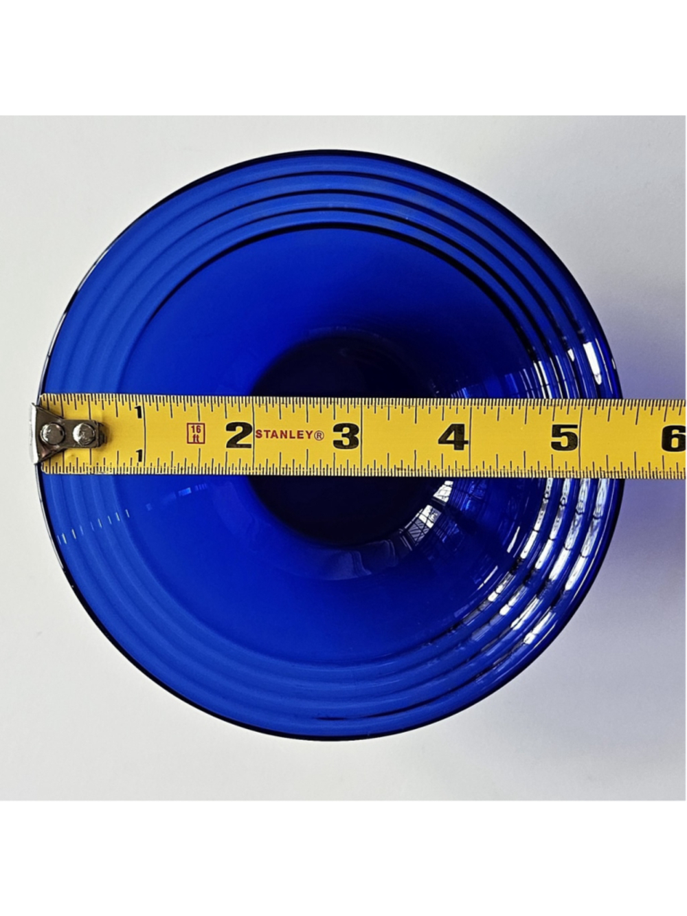 MCM Cobalt Blue Ribbed Glass Bowl & Plate Set – 3 Bowls 3 Plates Vintage - Picture 4 of 16